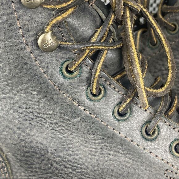 Vintage Frye Logger Combat Boot Mens Size 9 Black Leather Lace Up Made In USA - Picture 13 of 16